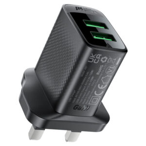 A87 12W (USB-A+USB-A) dual port charger (UK)